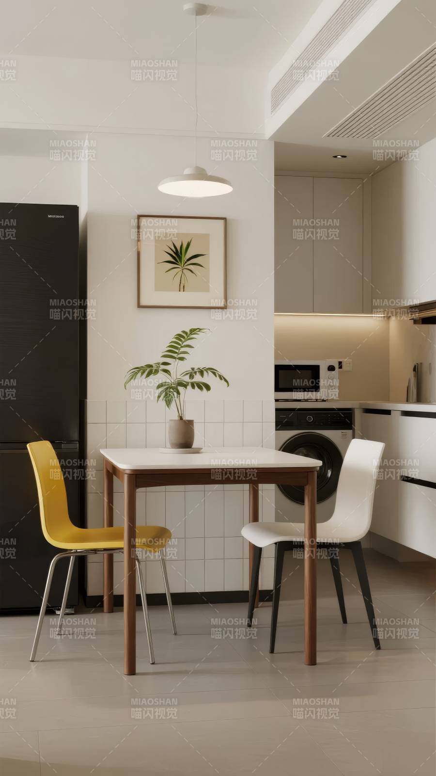 简约厨房餐桌一角图片