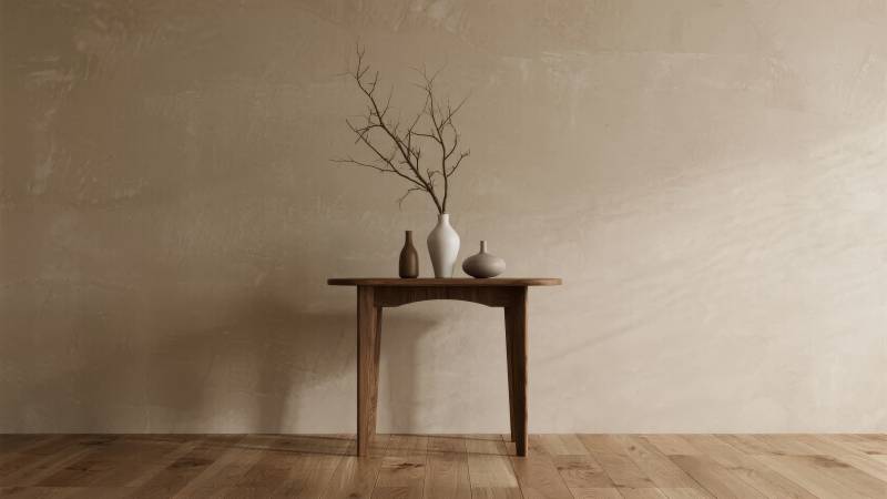 简约木桌静物图图片