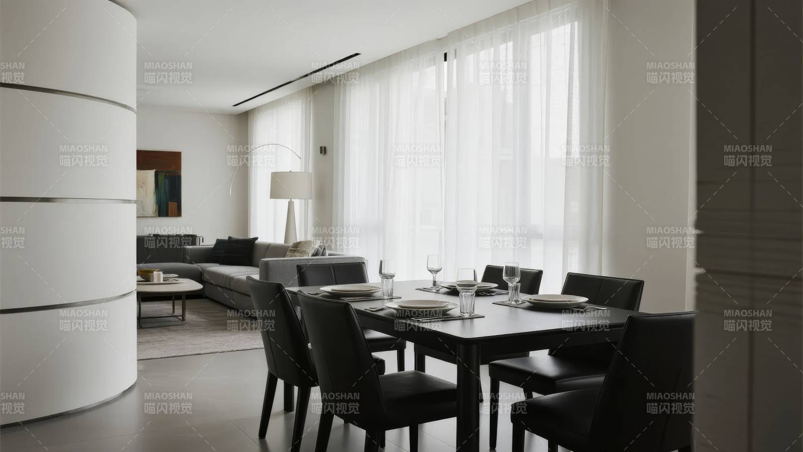 现代简约客厅餐厅图片