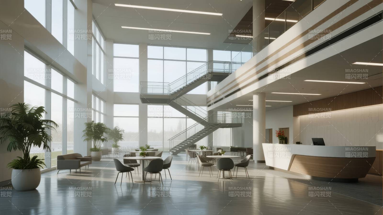 现代办公大厅图片