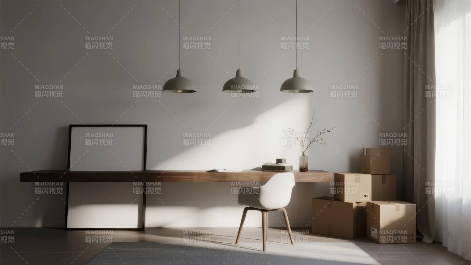 简约书房一角图片