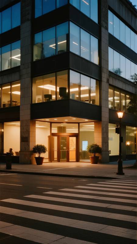 现代办公楼夜景图片
