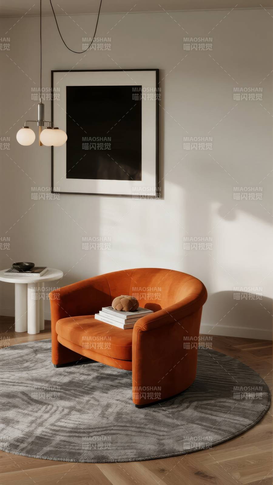 橙色沙发静谧角落图片
