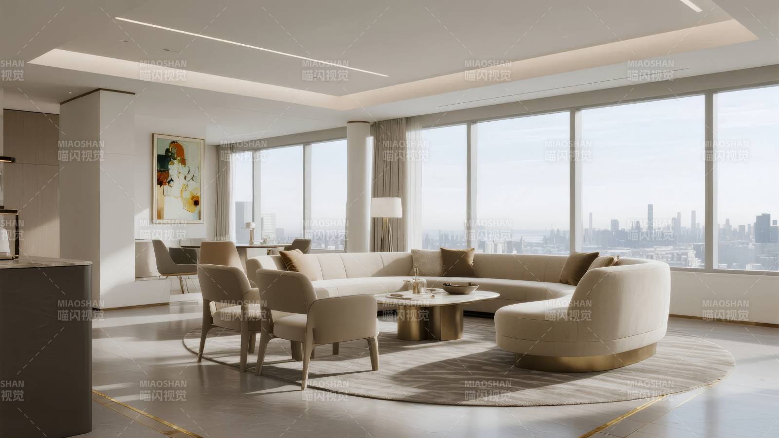 现代都市客厅美景图片