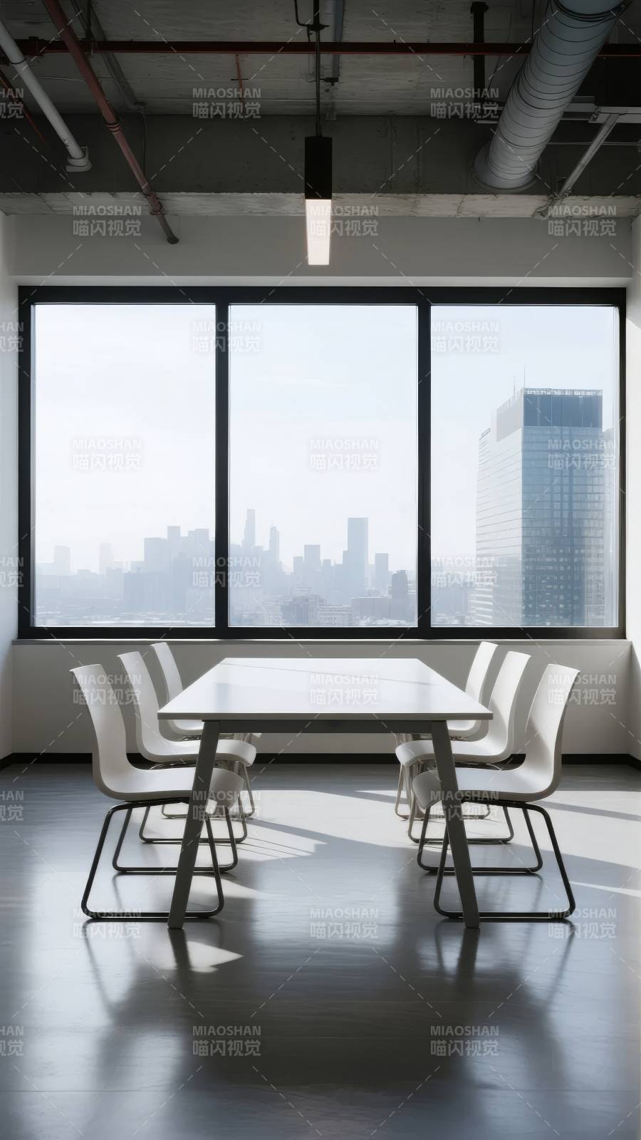 现代会议室窗景图片