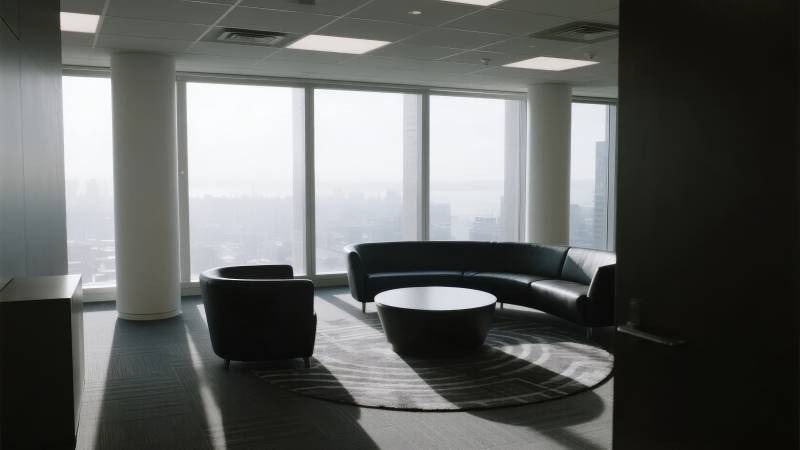 现代办公室全景窗景图片