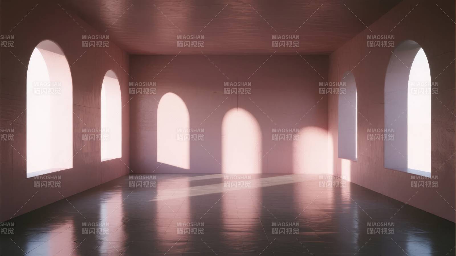 光影交错的拱窗室图片