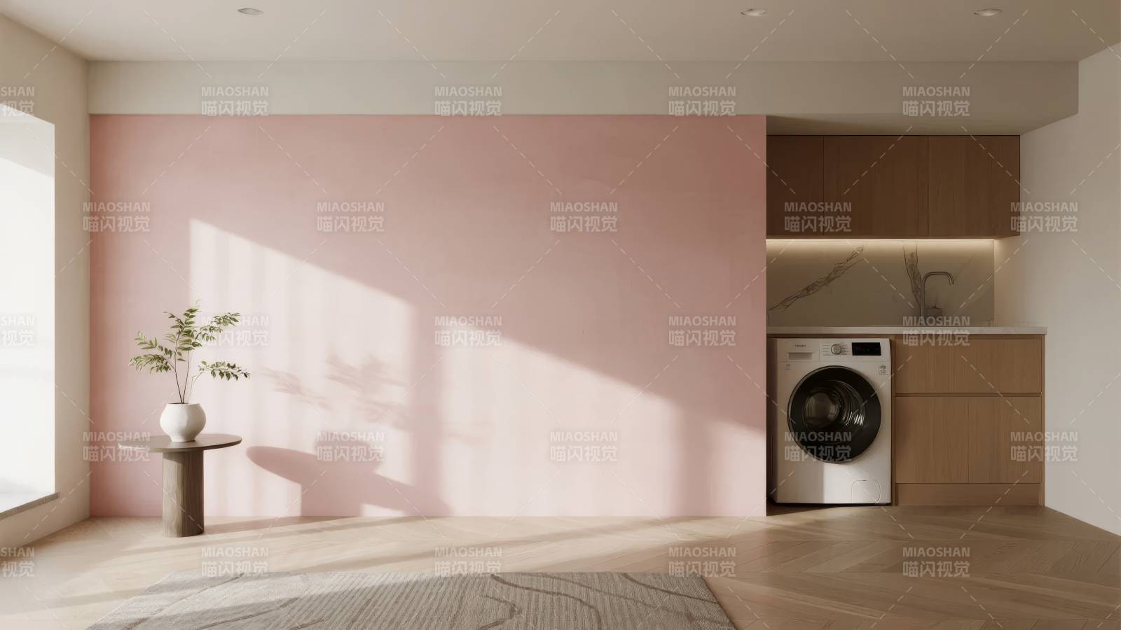粉墙洗衣间图片