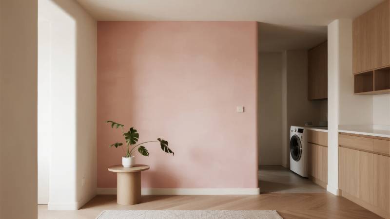 粉墙绿植小景图片