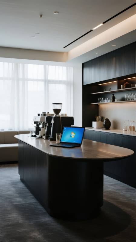 现代厨房办公一角图片