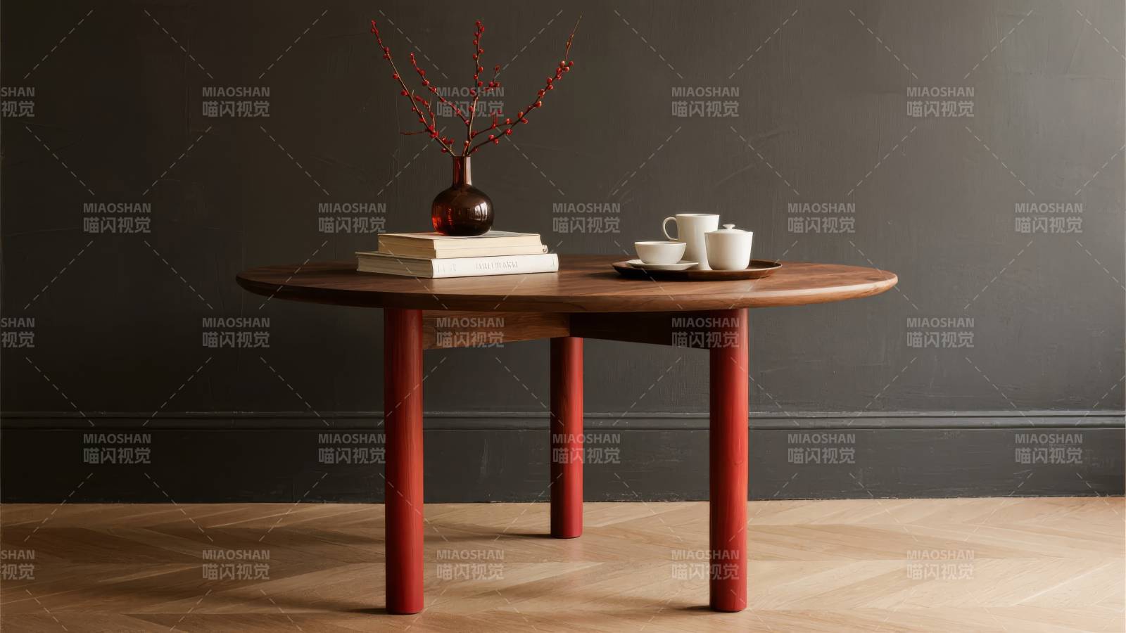 红腿圆桌静物摆设图片