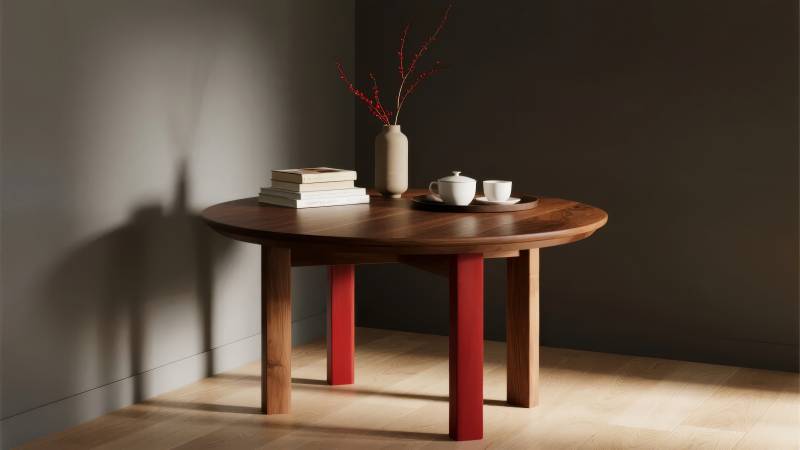 简约木桌静物摆设图片