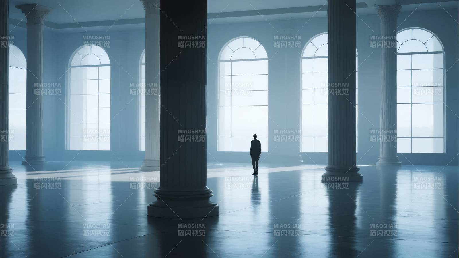 孤影行于宏伟殿堂图片