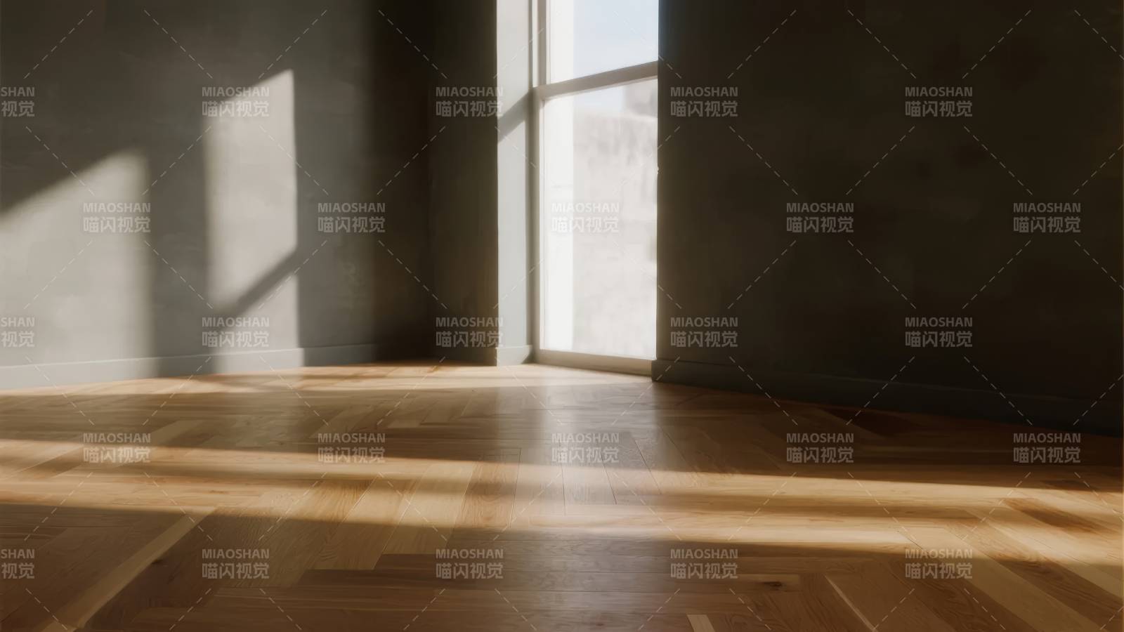 光影斑驳的空房间图片