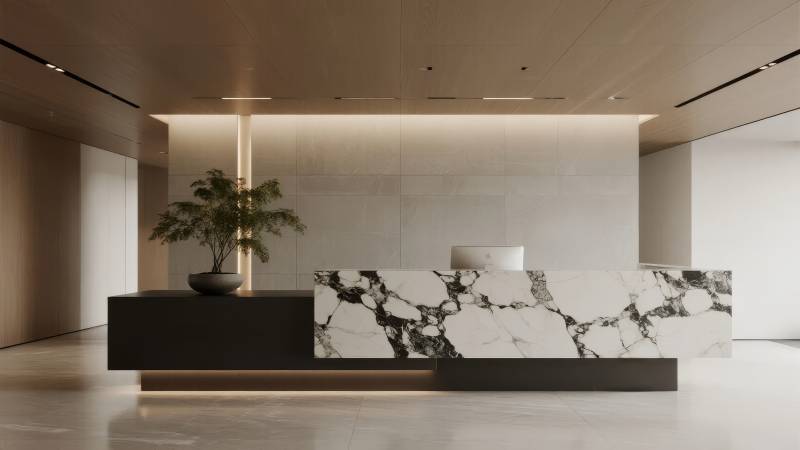 现代简约接待台图片