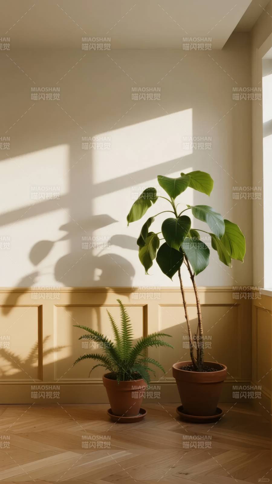 光影中的绿植静谧图片