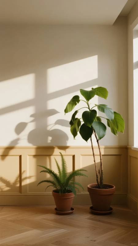 光影中的绿植静谧图片