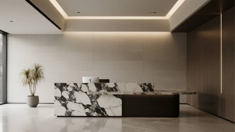 现代简约接待台图片