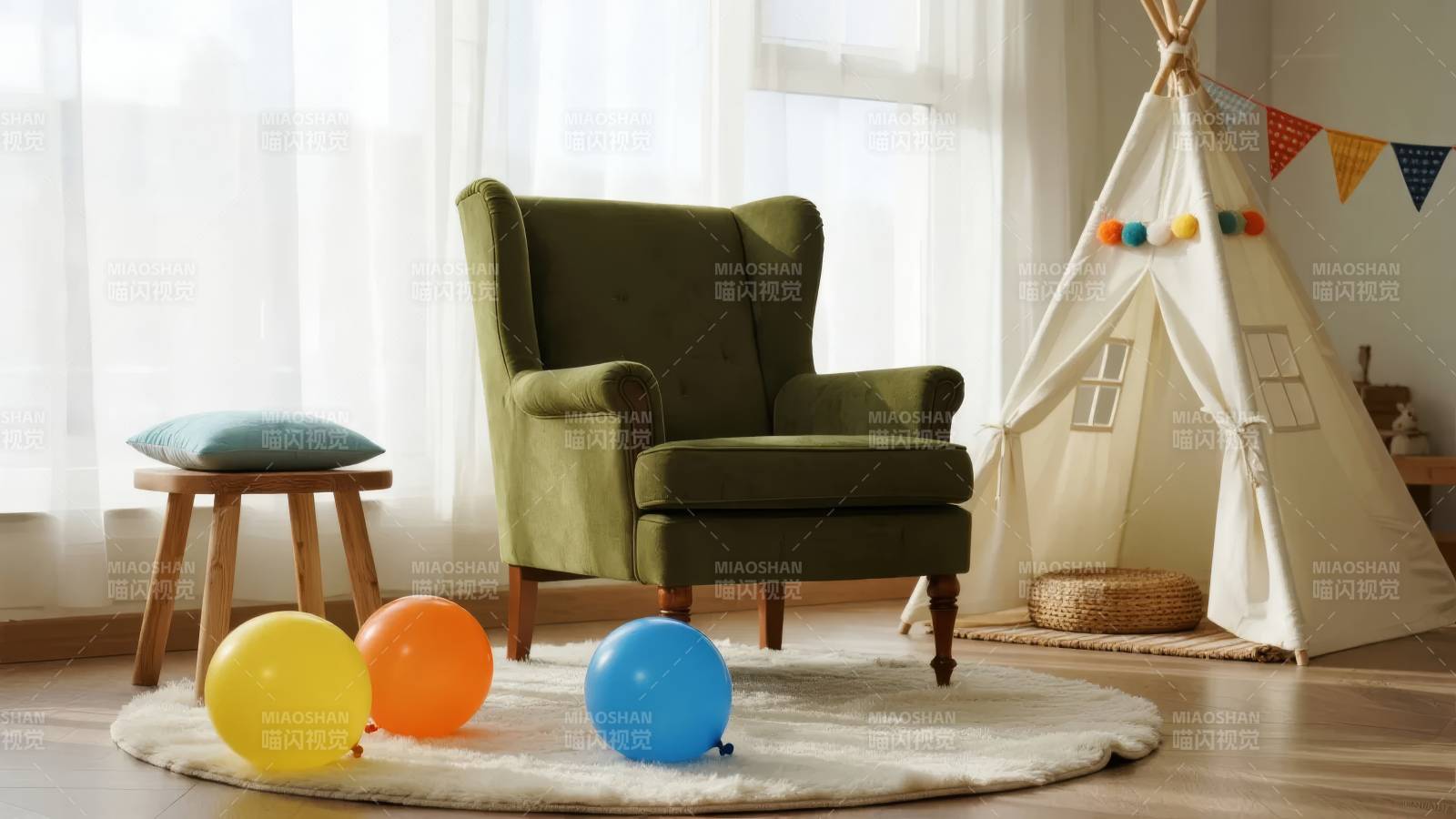 温馨儿童房一角图片