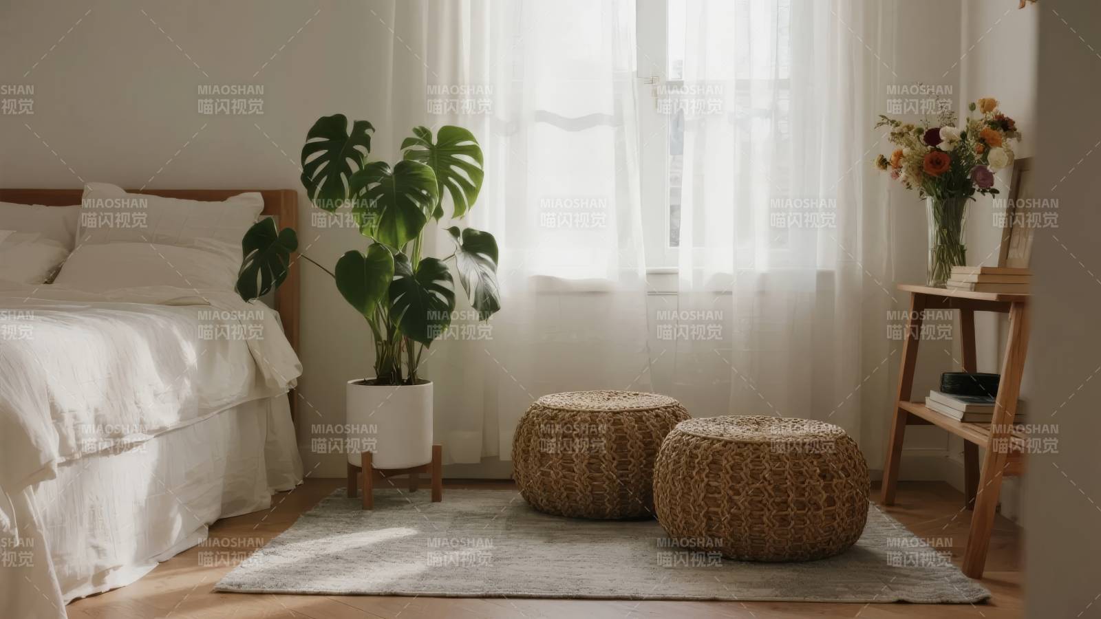 温馨卧室绿植点缀图片