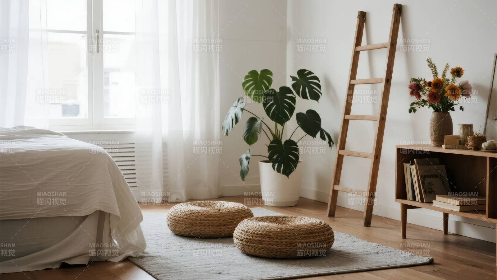 简约卧室绿植点缀图片