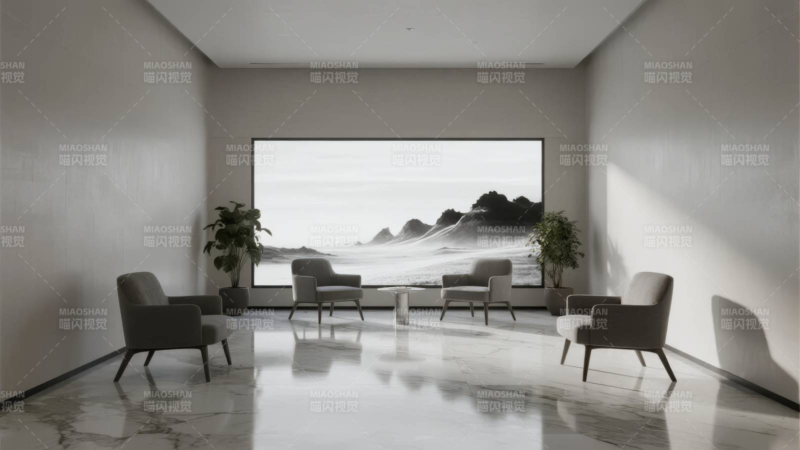 极简客厅海景图图片