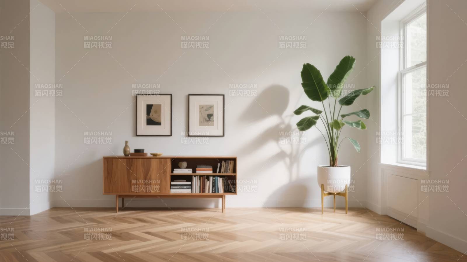 简约客厅绿植点缀图片