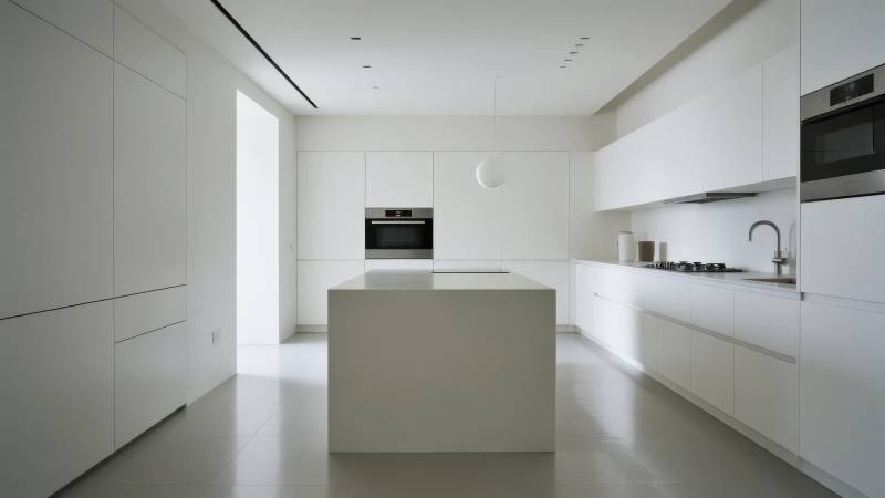 极简白色厨房设计图片