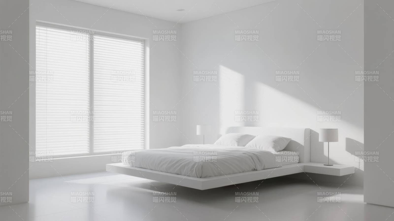 极简白色卧室图片