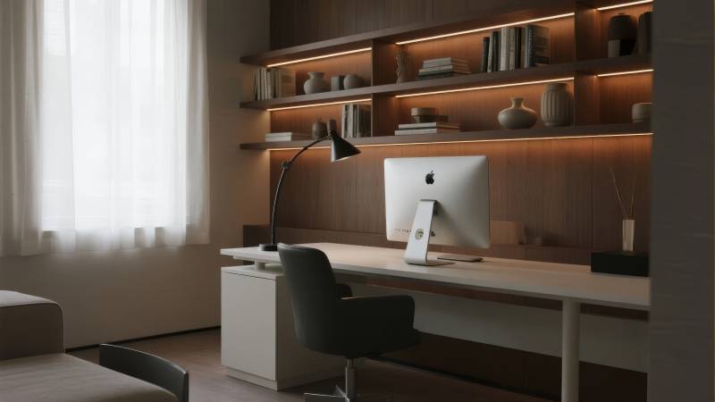 现代简约书房一角图片