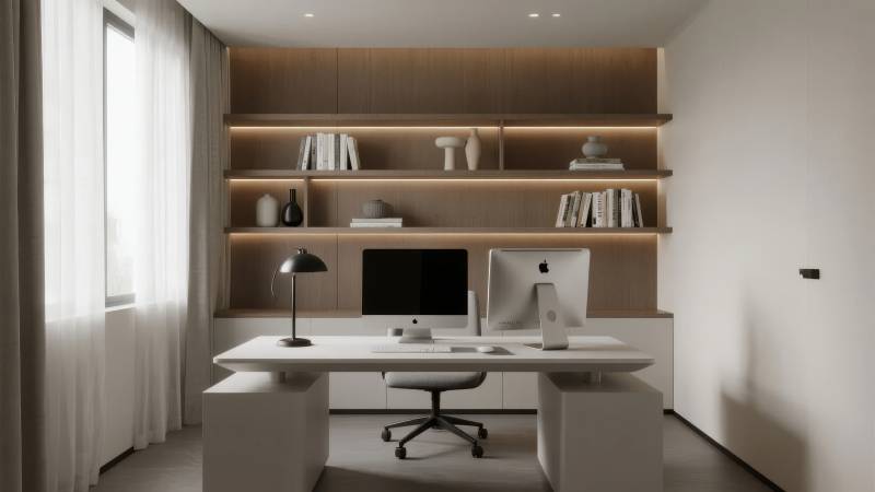 现代简约书房设计图片