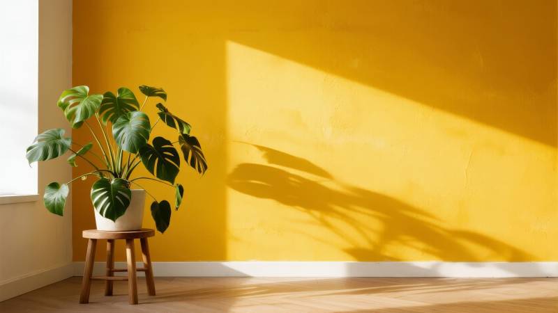 阳光下的绿植影图片