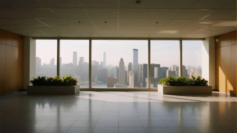 城市天际线窗景图片