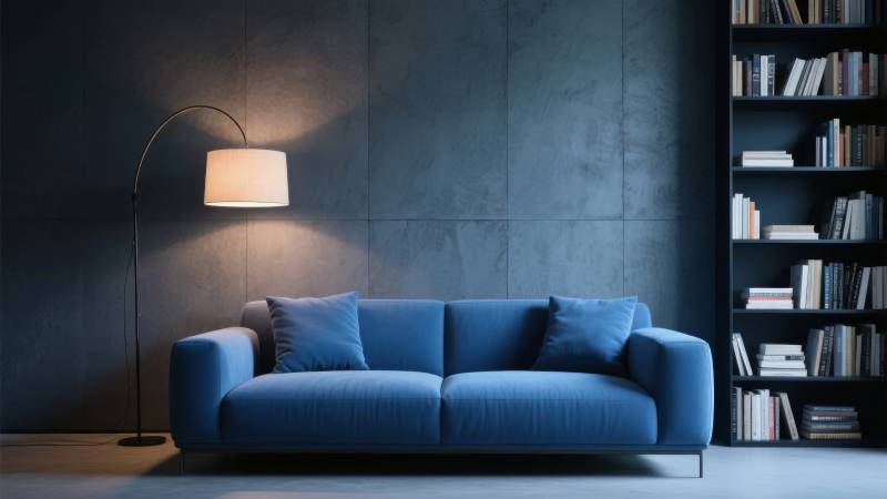 现代蓝沙发客厅图片