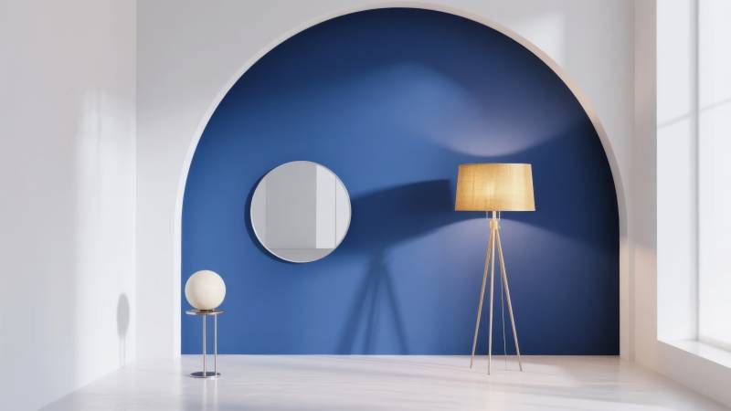 蓝墙拱门现代灯饰图片