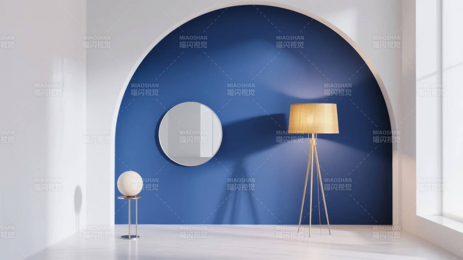 蓝墙拱门现代灯饰图片