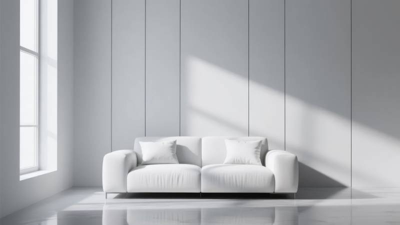 简约白沙发静谧空间图片