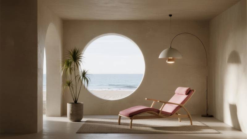 海边静谧休憩室图片