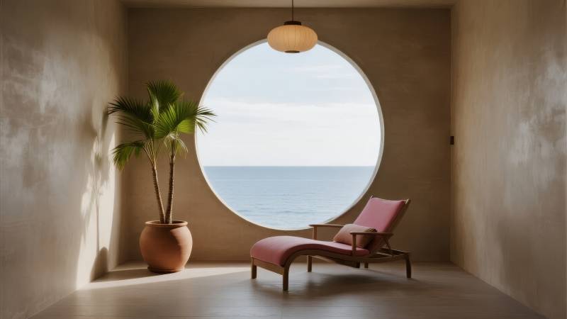 海边静谧休憩角图片