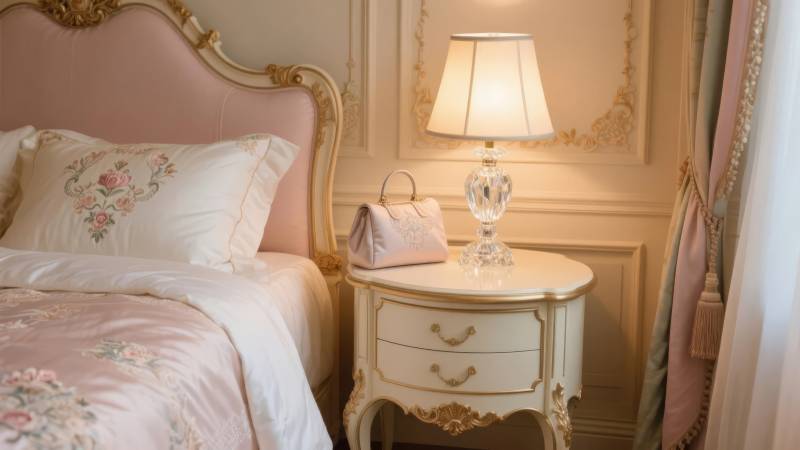 粉色卧室温馨一角图片