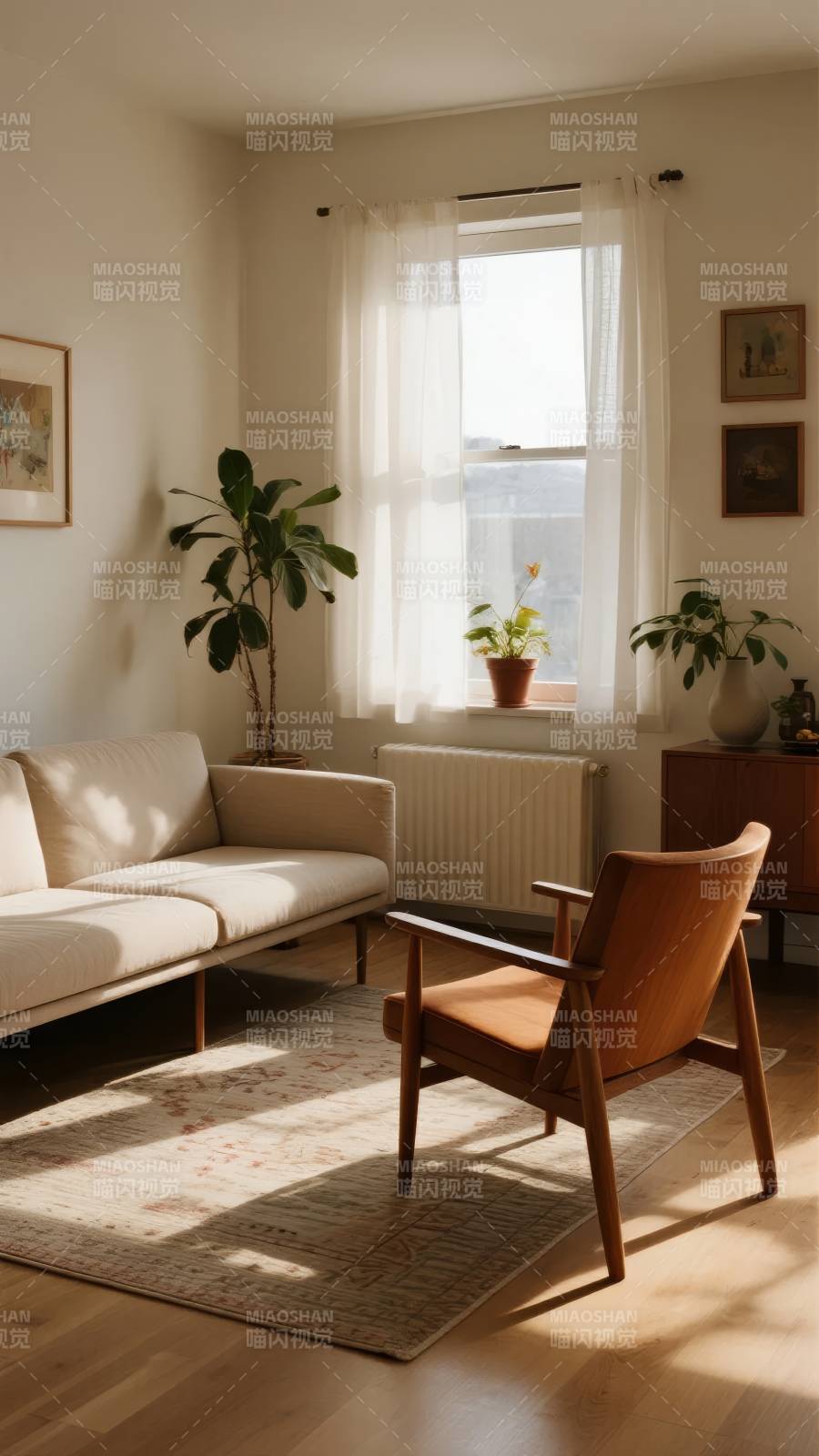 阳光洒满的温馨客厅图片