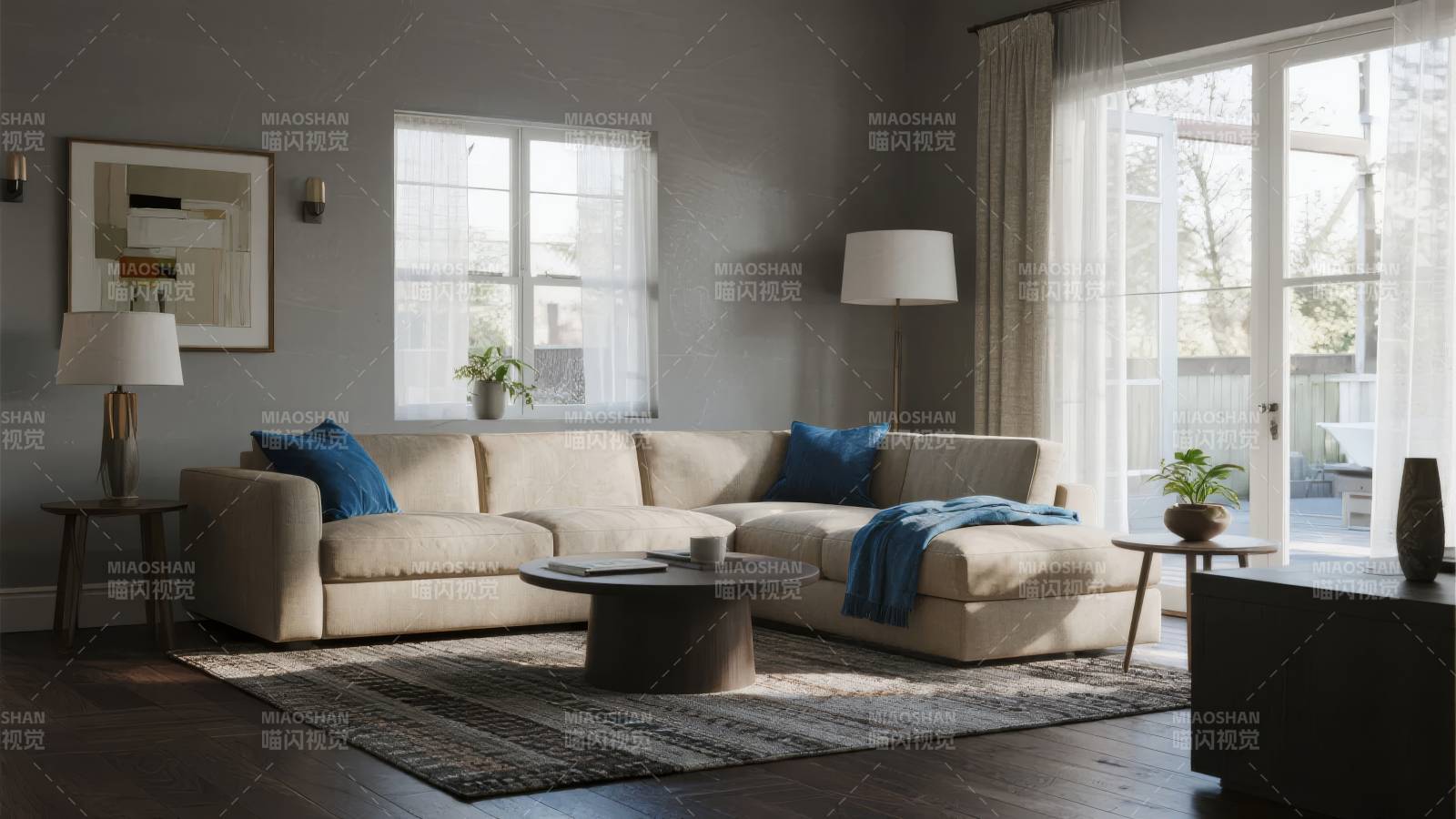 现代客厅温馨布置图片