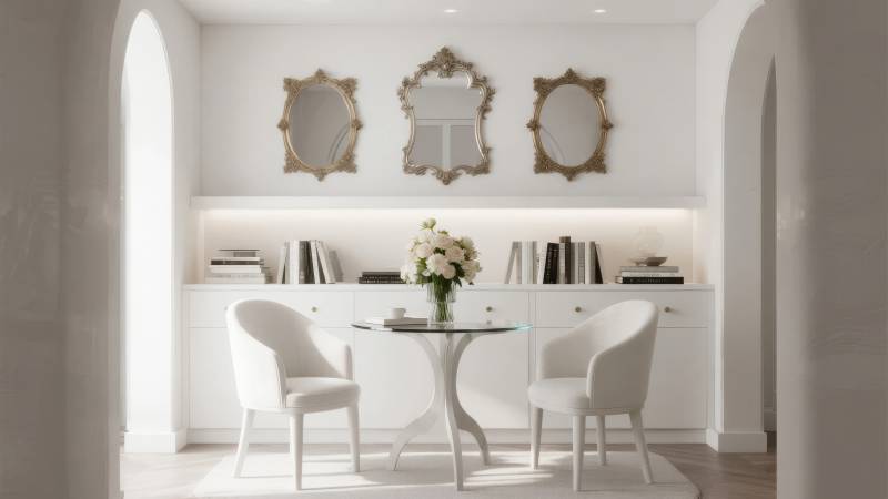 优雅白色餐厅一角图片