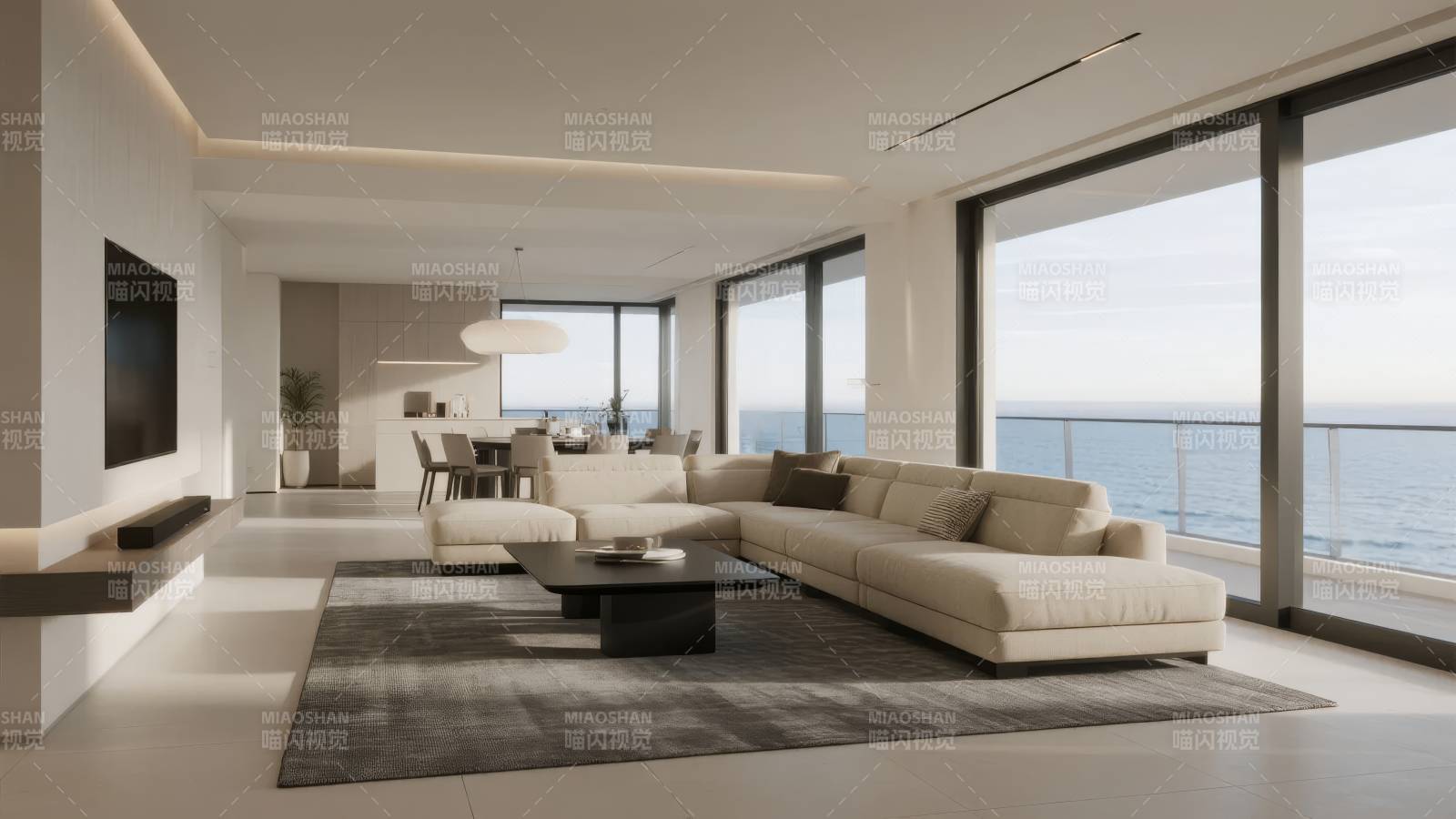 现代海景客厅图片