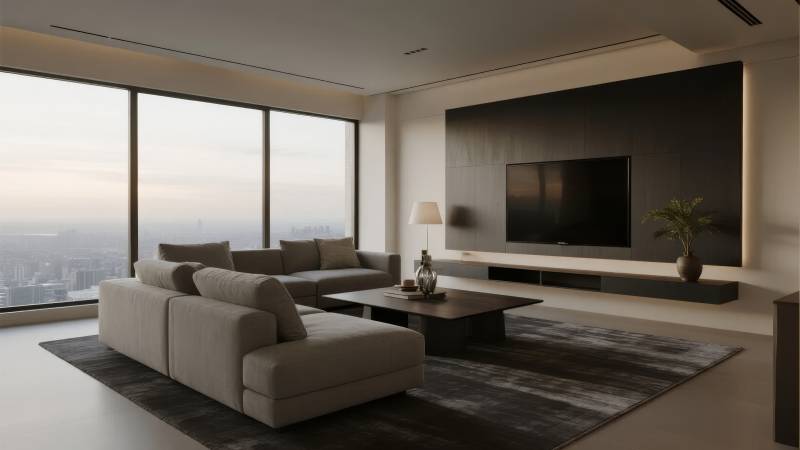 现代客厅全景窗图片