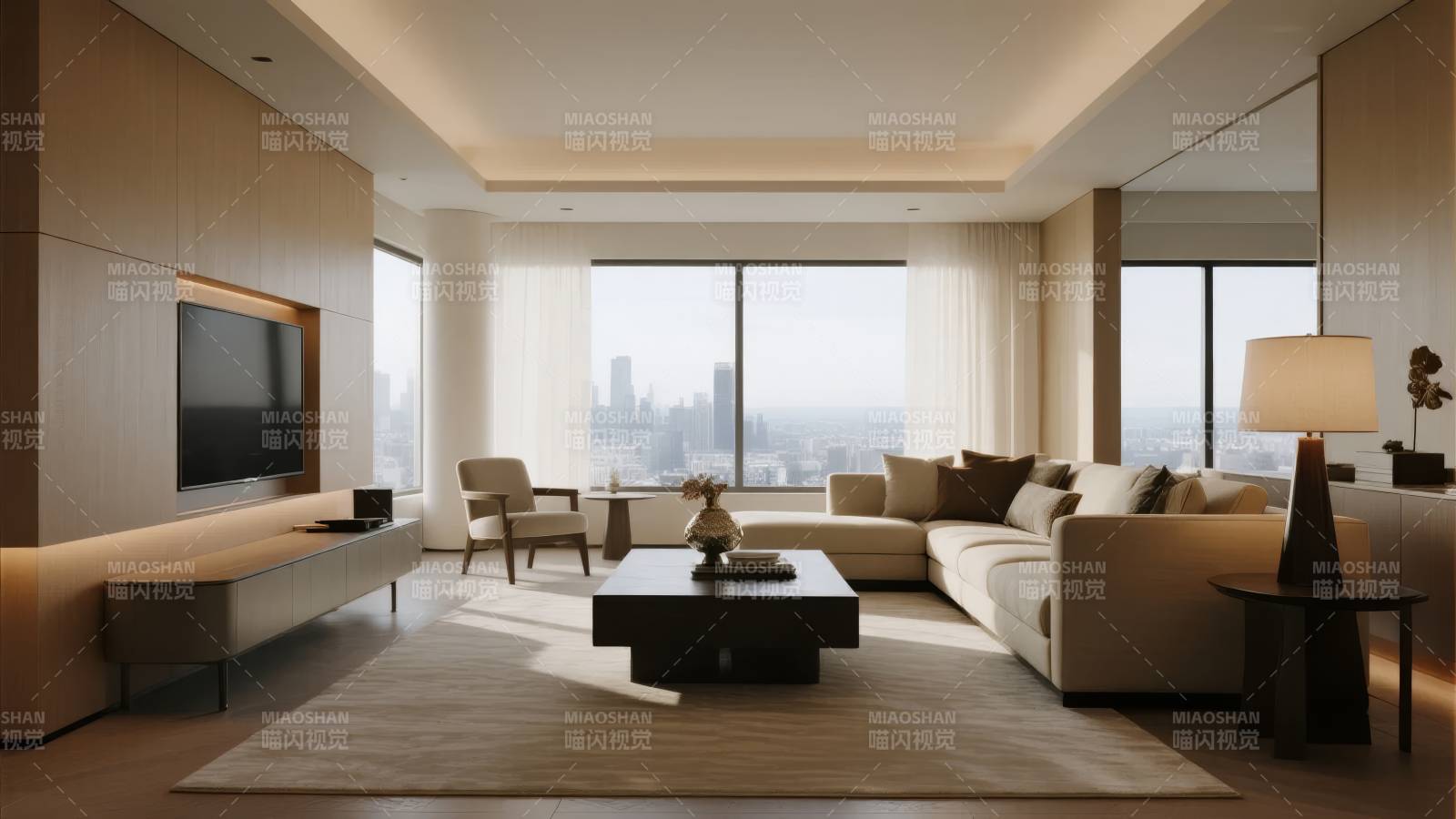 现代客厅全景图片