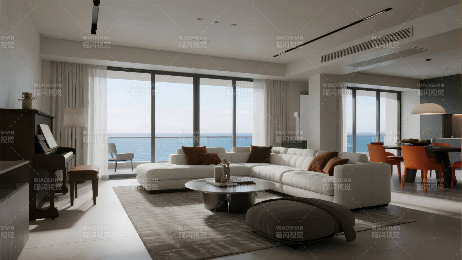 现代海景客厅图片