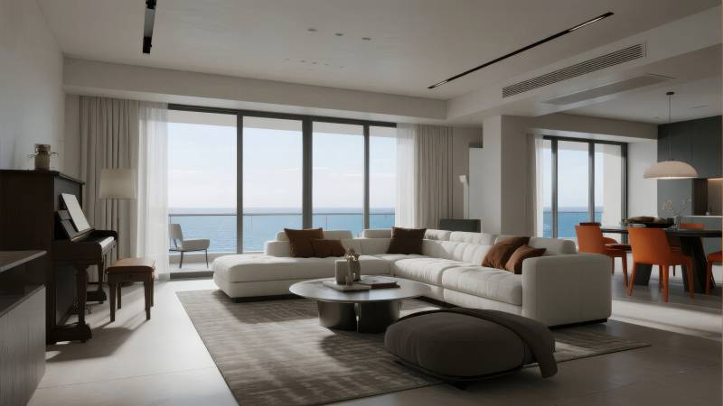 现代海景客厅图片