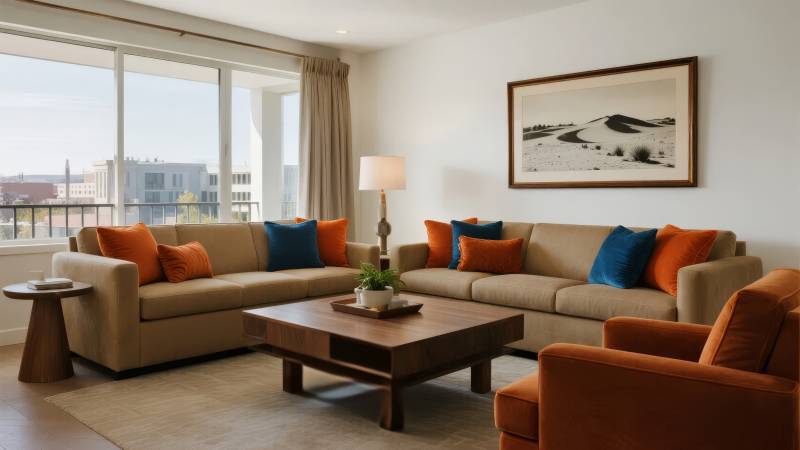 现代客厅温馨布置图片