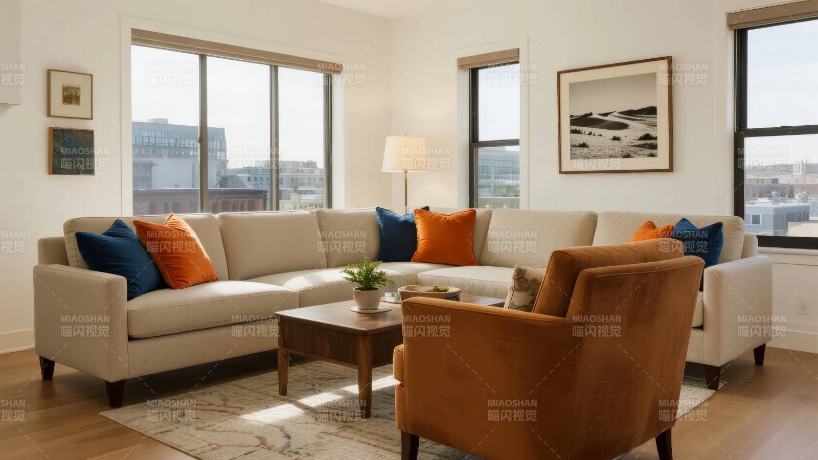 现代客厅温馨布置图片